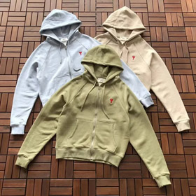 AMIPARIS De Coeur Heart Pattern Hooded Zip-Up Sweatshirt-5153  