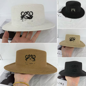 Loewe flat-top straw fisherman hat with sun protection-5980  