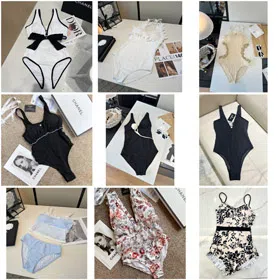 Chanel Black and White Floral One-Piece Swimsuit-6440  